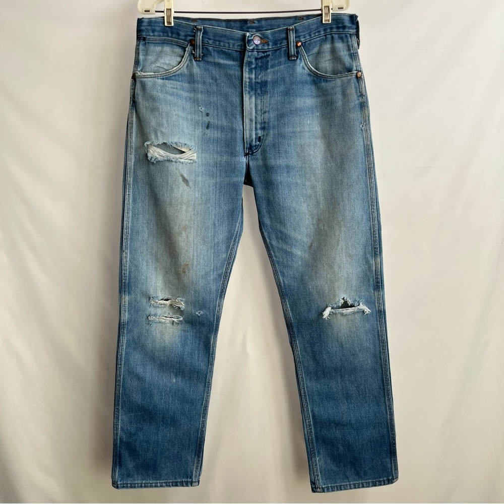 70s Wranglers - size 34 - Scovill zipper - Vintage - distressed faded - rare
